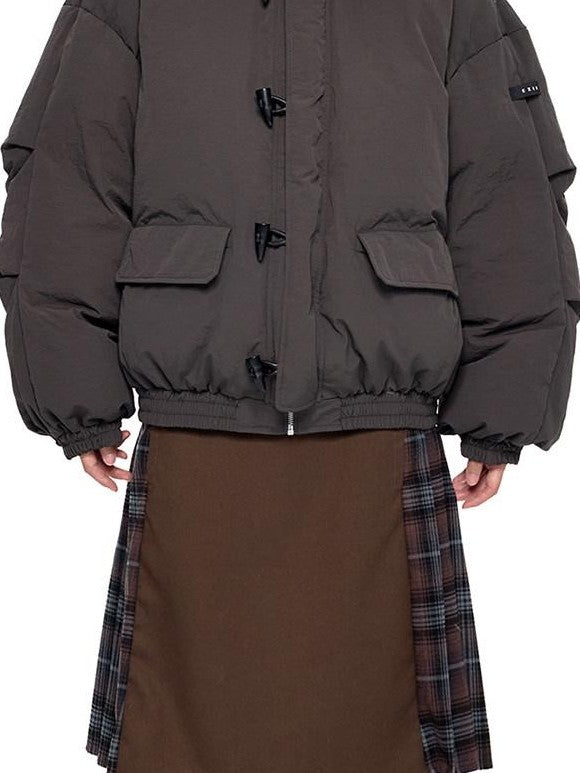 EZEK Fixed Fur Trim Hood Utility Toggle Closure Loose Women's Polyester Down Jackets