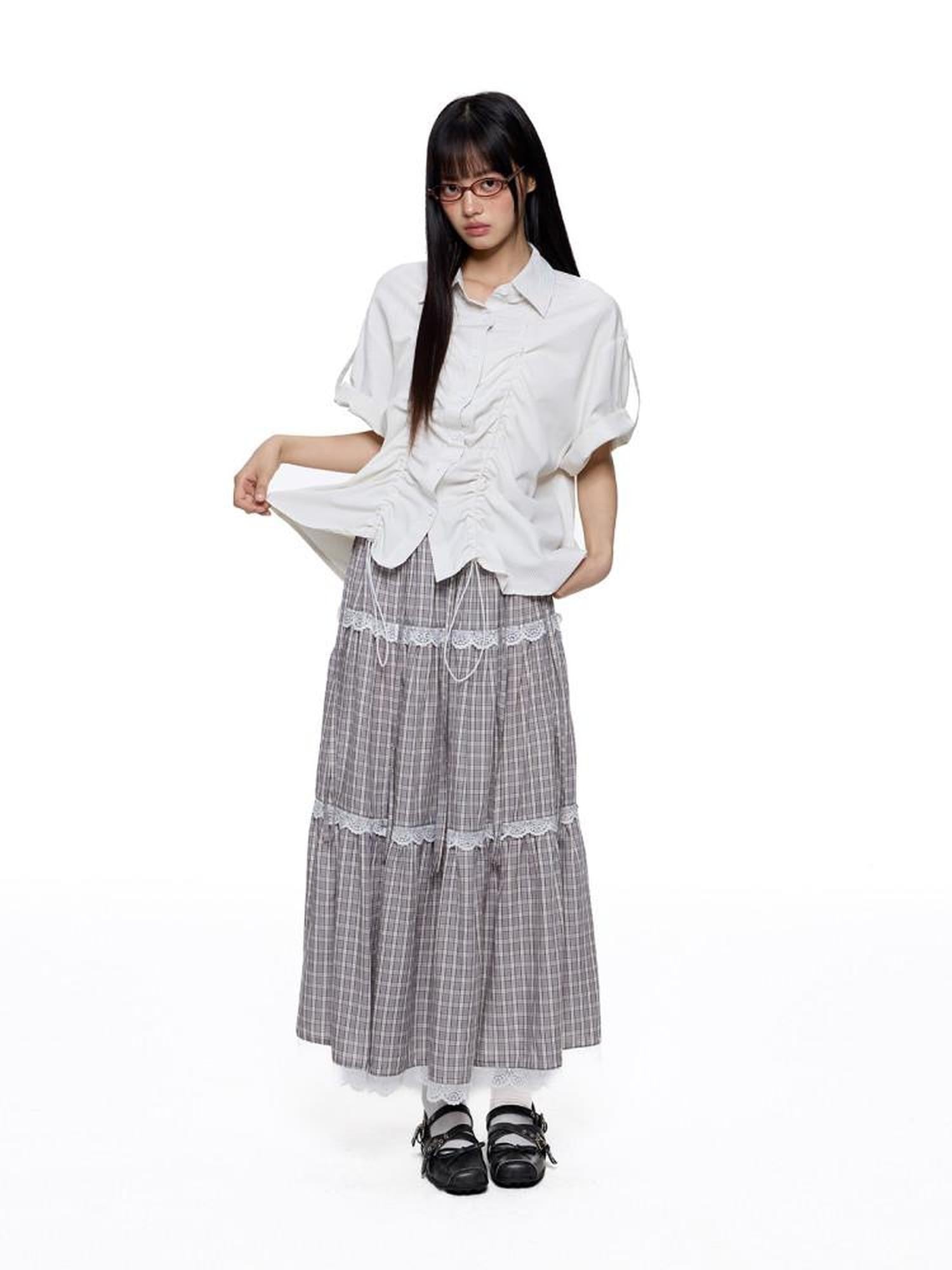 EZEK French Striped Lapel Button Short Sleeve Women's Lightweight Breathable Blouses