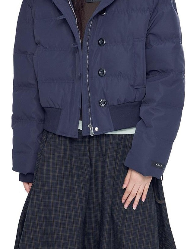 EZEK Fur Collar Detachable Hood Cropped Loose Pockets Women's Down Jackets
