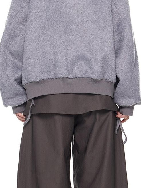 EZEK Fur Collar Hooded Colorblock Oversized Women's Wool Blend Puffer Jackets