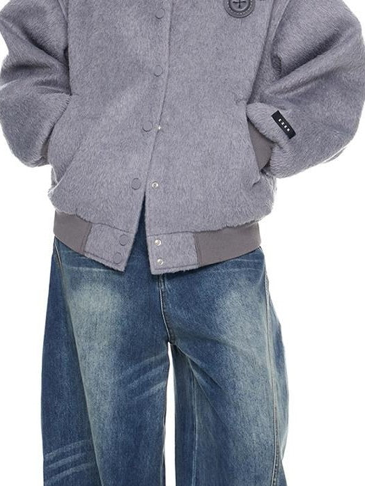 EZEK Fur Collar Hooded Colorblock Oversized Women's Wool Blend Puffer Jackets