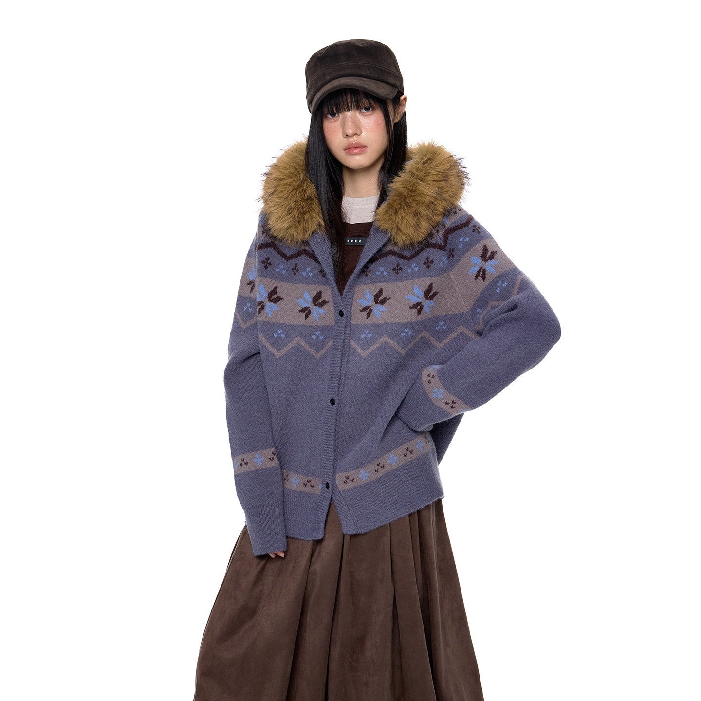 EZEK_Fur_Collar_Hooded_Vintage_Loose_Women's_Acrylic_Blend_Button-up_Cardigans_981753405950_MISSTT