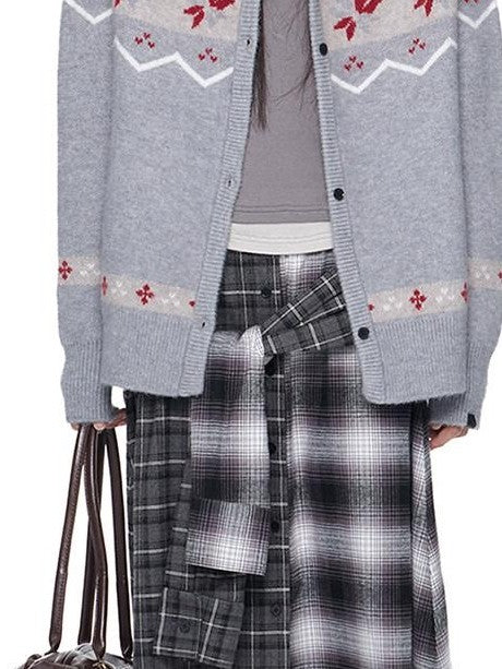 EZEK Fur Collar Hooded Vintage Loose Women's Acrylic Blend Button-up Cardigans