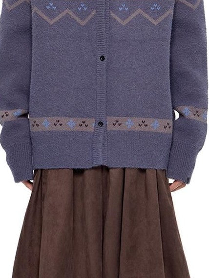 EZEK Fur Collar Hooded Vintage Loose Women's Acrylic Blend Button-up Cardigans