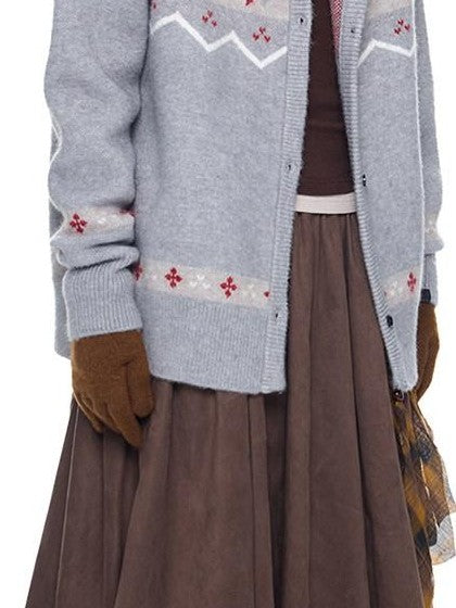 EZEK Fur Collar Hooded Vintage Loose Women's Acrylic Blend Button-up Cardigans