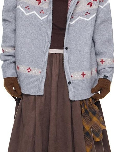 EZEK Fur Collar Hooded Vintage Loose Women's Acrylic Blend Button-up Cardigans