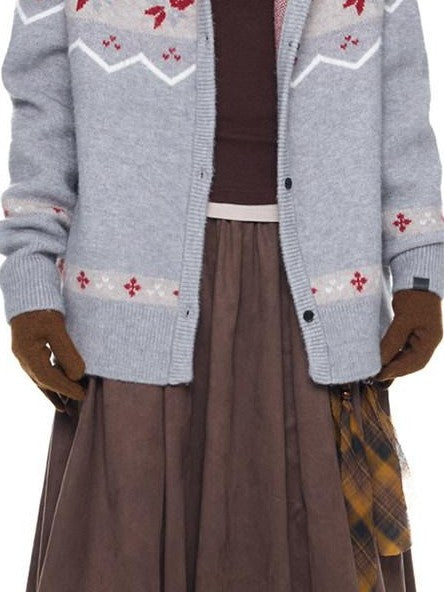 EZEK Fur Collar Hooded Vintage Loose Women's Acrylic Blend Button-up Cardigans