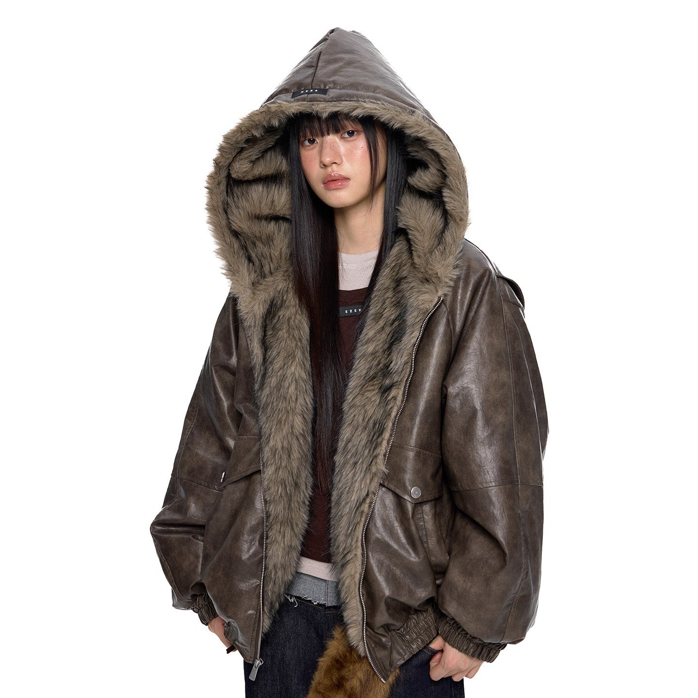 EZEK_Fur_Collar_Leather_Panel_Pocket_Hooded_Oversized_Women's_Cotton_Puffer_Jackets_981013846149_MISSTT