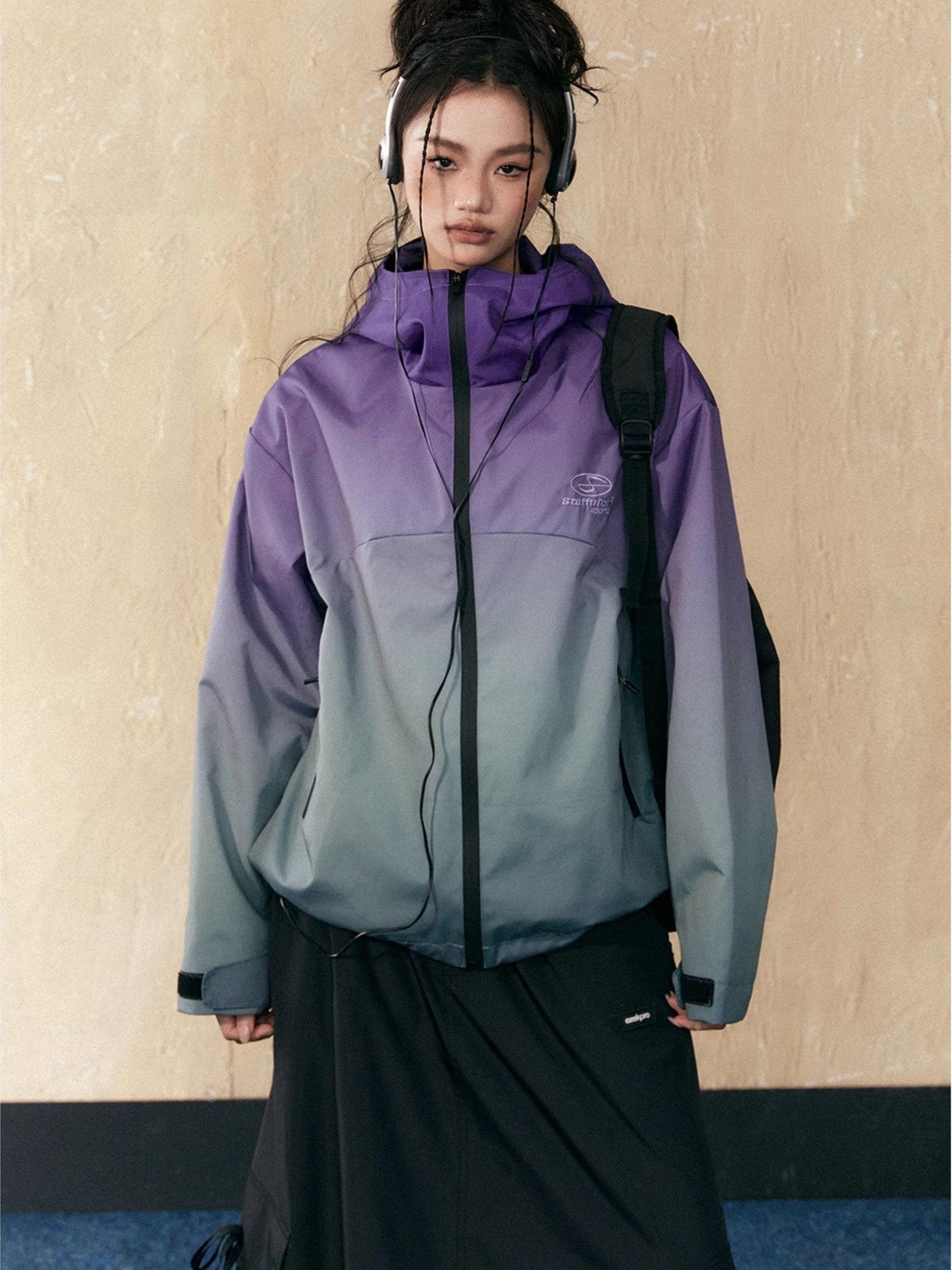 EZEK Gradient Loose Fit Zip Pockets Women's Other Material Windbreakers