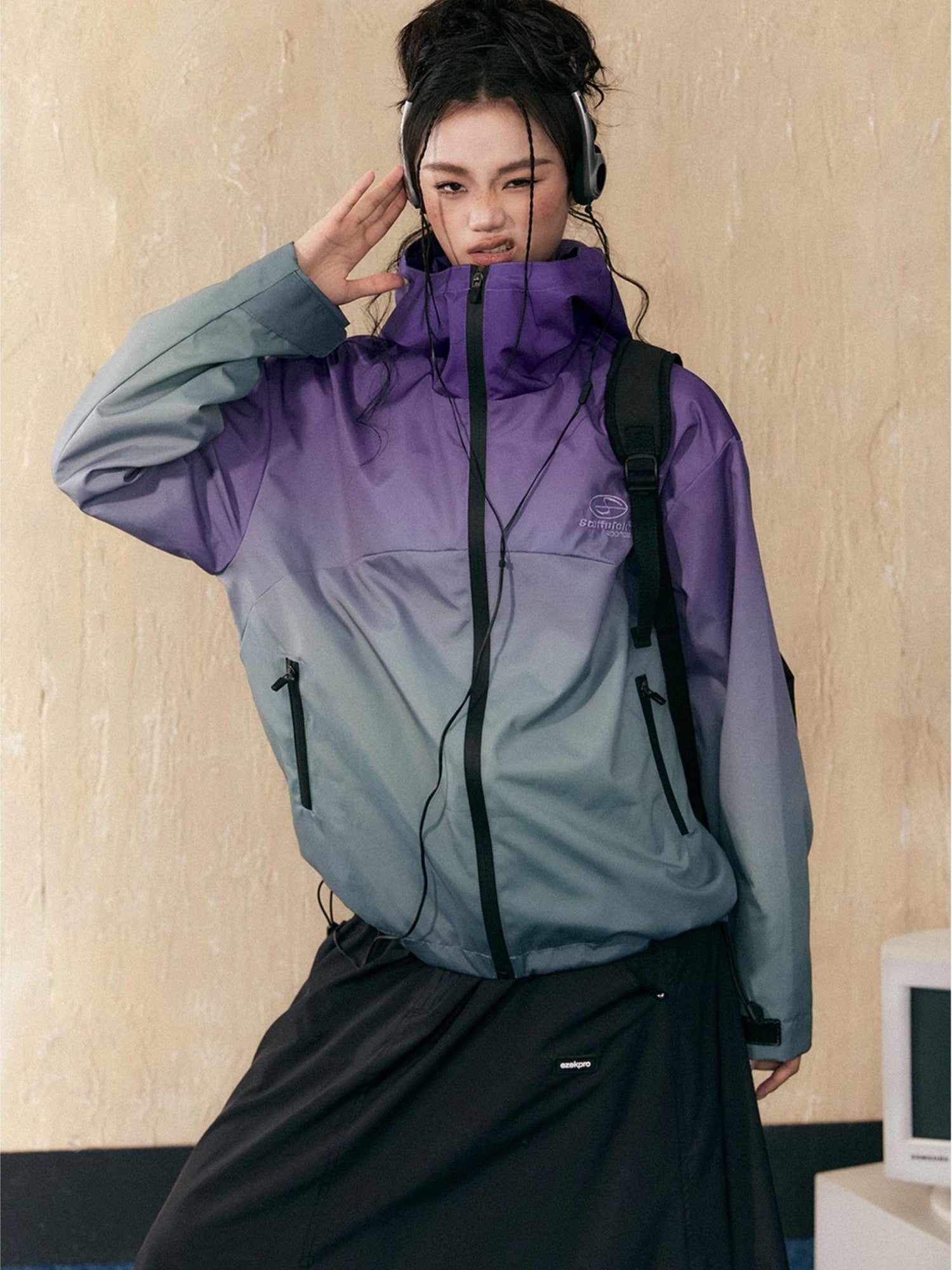 EZEK Gradient Loose Fit Zip Pockets Women's Other Material Windbreakers