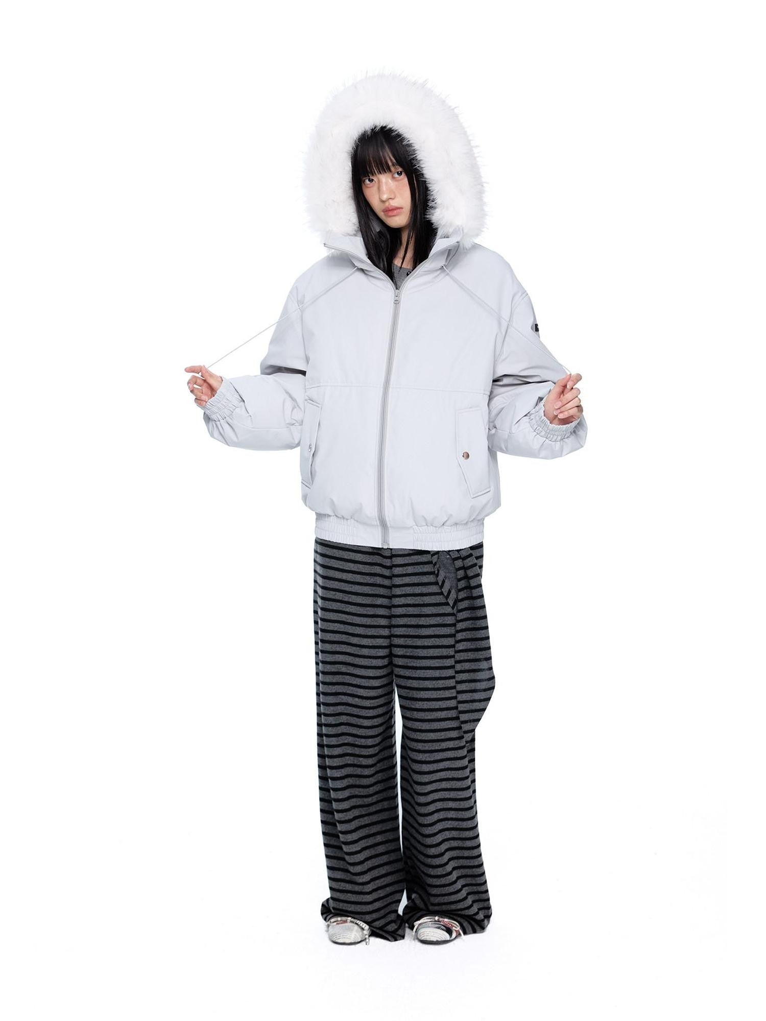 EZEK Gray Black Striped Layered Knit Pocket Women's Cotton Blend Palazzo Pants