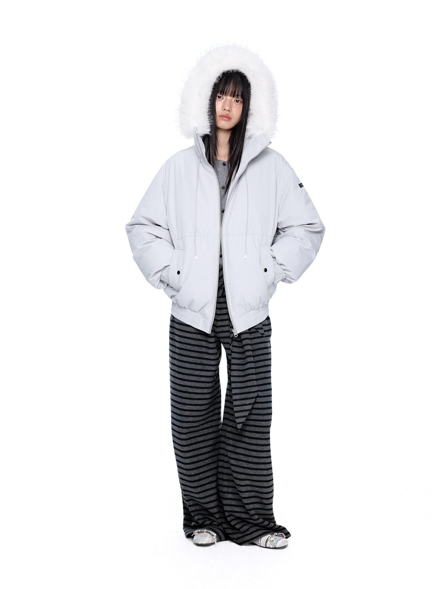 EZEK Gray Black Striped Layered Knit Pocket Women's Cotton Blend Palazzo Pants