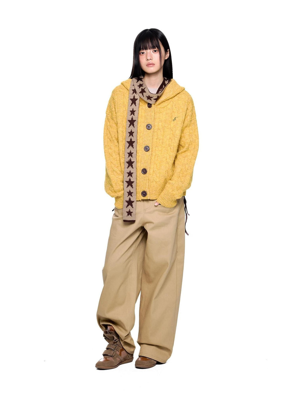 EZEK Gray Brown Pocket Design Vintage Loose Women's 100% Cotton Straight-leg Jeans