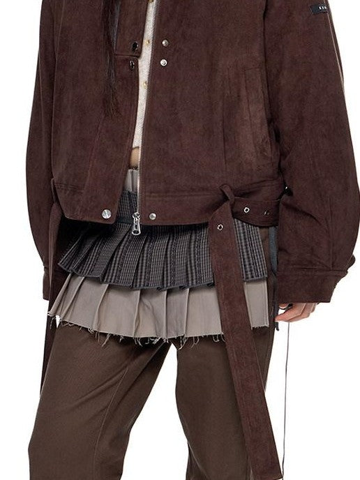 EZEK Gray Khaki Colorblock Patchwork Aline Women's Polyester Pleated Skirts
