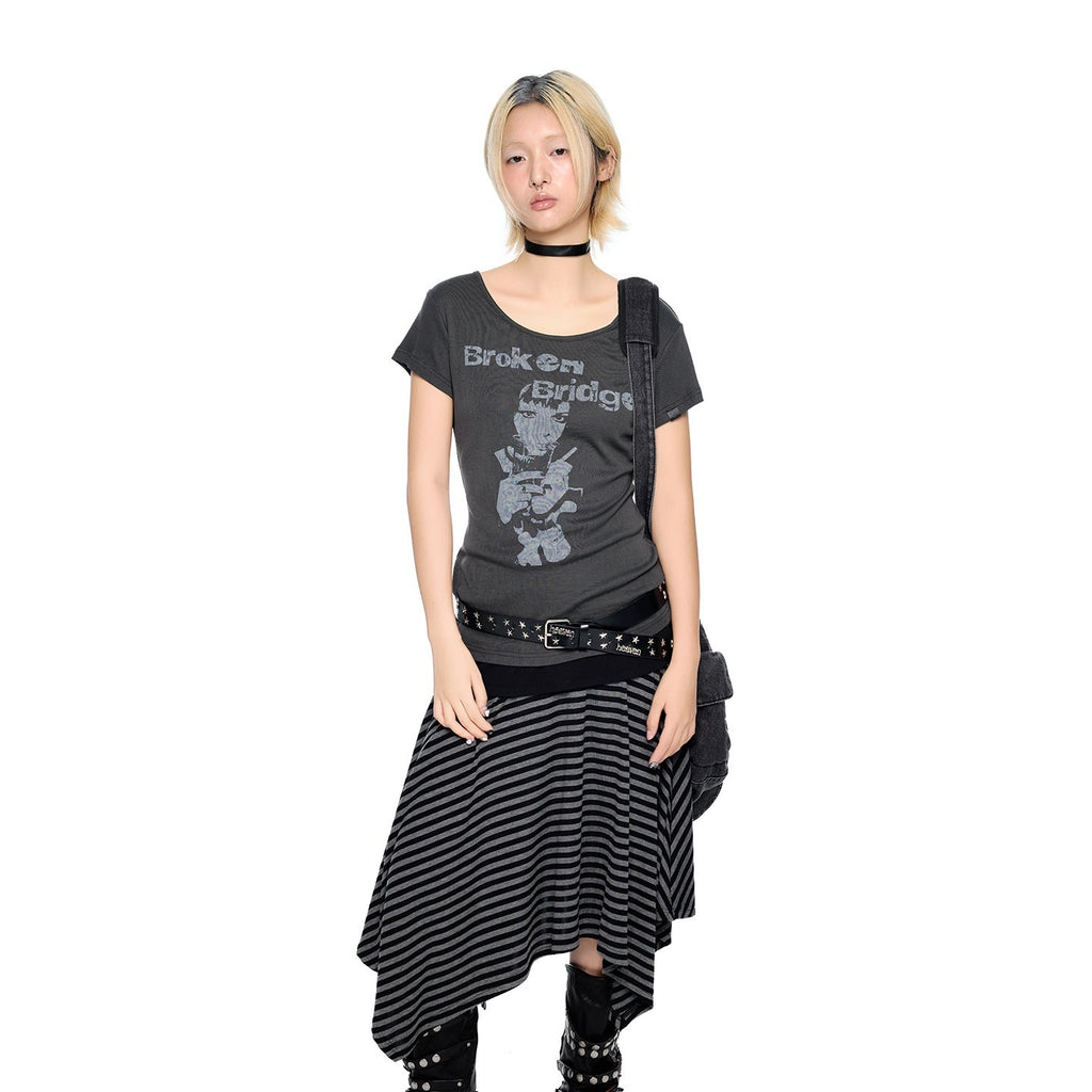 EZEK_Gray_Letter_Print_Round_Neck_Slim_Fit_Women's_Modal_Short_Sleeve_T-shirts_1016124858848_MISSTT