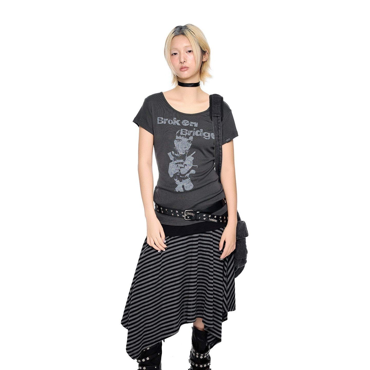 EZEK_Gray_Letter_Print_Round_Neck_Slim_Fit_Women's_Modal_Short_Sleeve_T-shirts_1016124858848_MISSTT