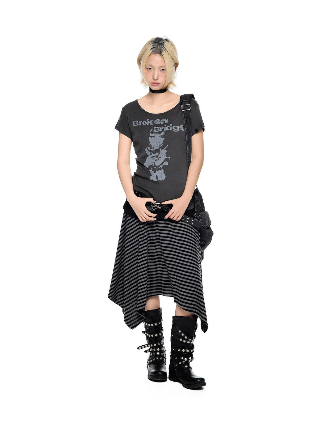 EZEK Gray Letter Print Round Neck Slim Fit Women's Modal Short Sleeve T-shirts
