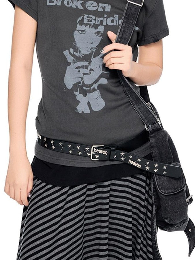 EZEK Gray Letter Print Round Neck Slim Fit Women's Modal Short Sleeve T-shirts