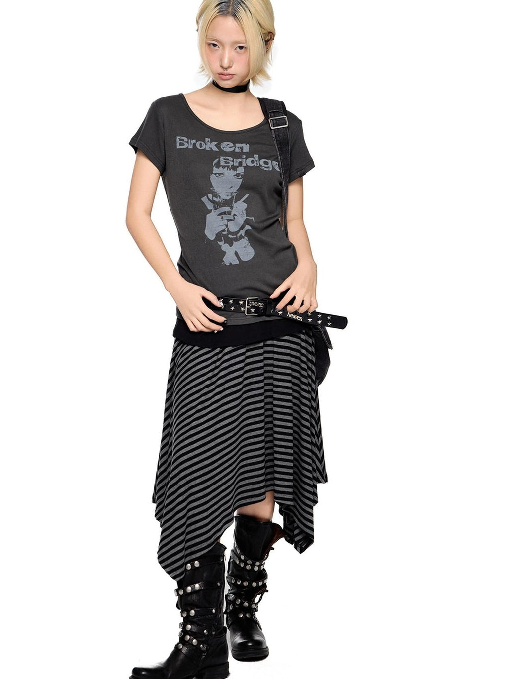 EZEK Gray Letter Print Round Neck Slim Fit Women's Modal Short Sleeve T-shirts