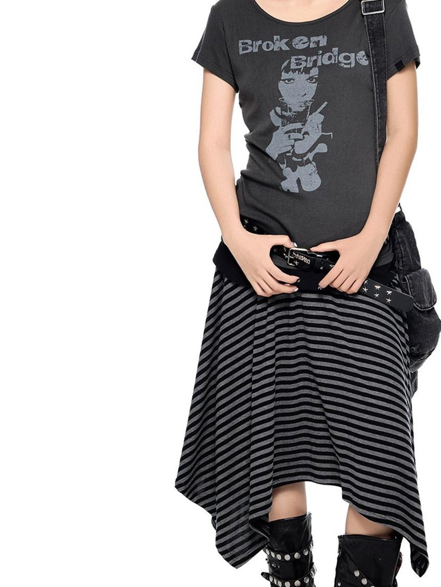 EZEK Gray Letter Print Round Neck Slim Fit Women's Modal Short Sleeve T-shirts