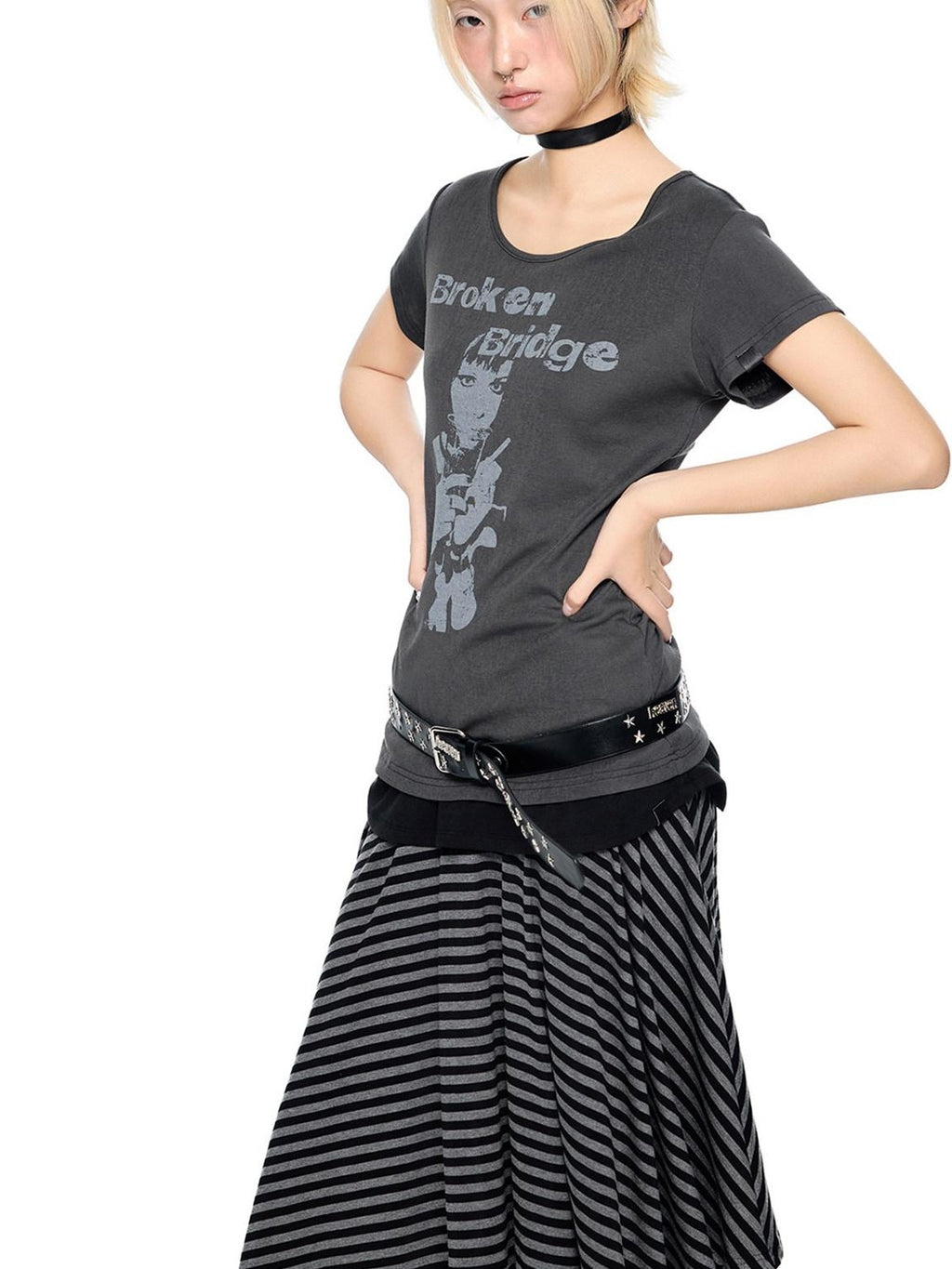 EZEK Gray Letter Print Round Neck Slim Fit Women's Modal Short Sleeve T-shirts