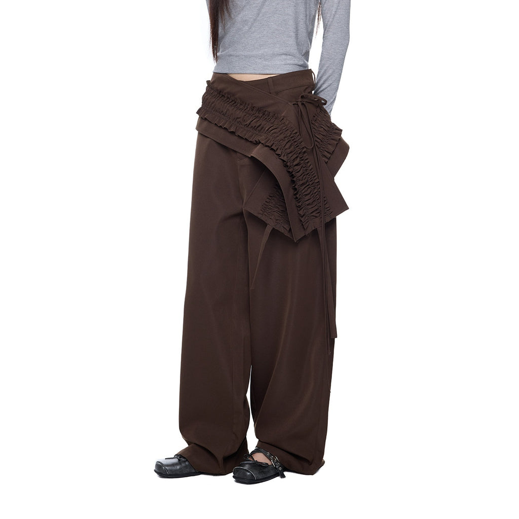 EZEK_Gray_Pleated_Ruffle_Pockets_Two_Piece_Women's_Polyester_Wide-leg_Pants_961779681087_MISSTT