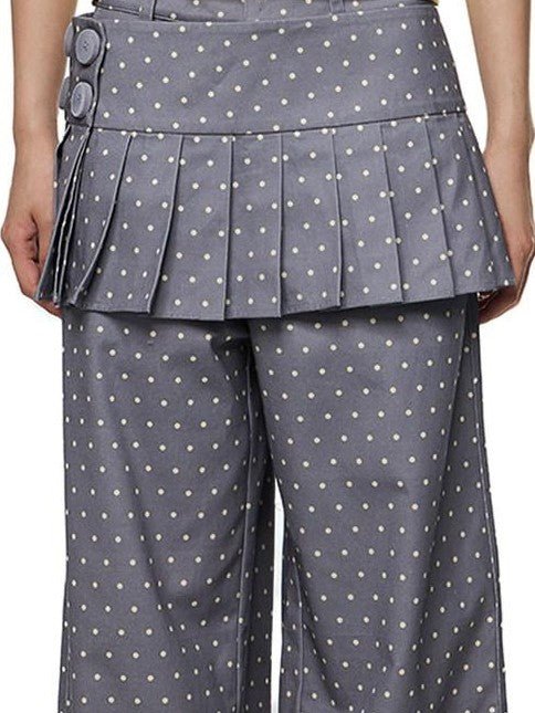 EZEK Gray Yellow Polka Dot Detachable Pleated Women's Rayon Skorts