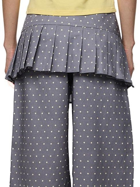 EZEK Gray Yellow Polka Dot Detachable Pleated Women's Rayon Skorts