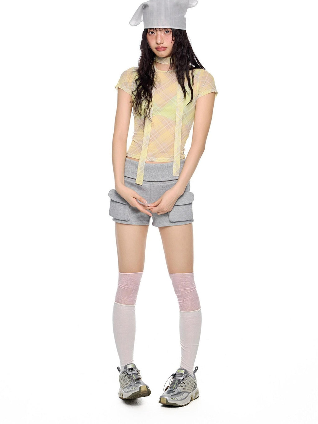 EZEK Heather Gray Pockets Low Rise Elastic Waist Slim Women's Cotton Athletic Shorts