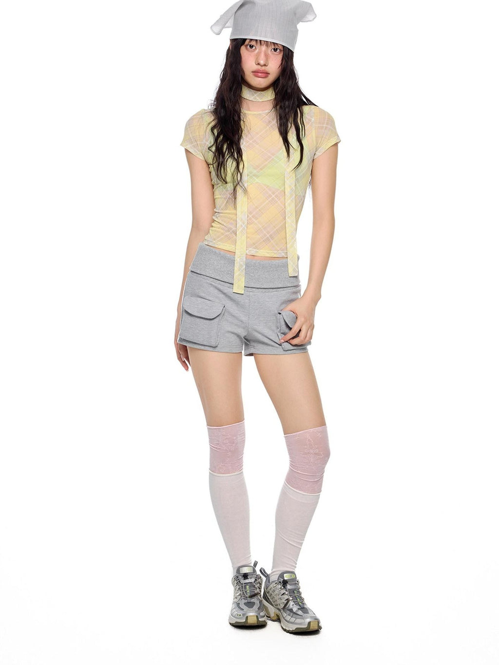 EZEK Heather Gray Pockets Low Rise Elastic Waist Slim Women's Cotton Athletic Shorts