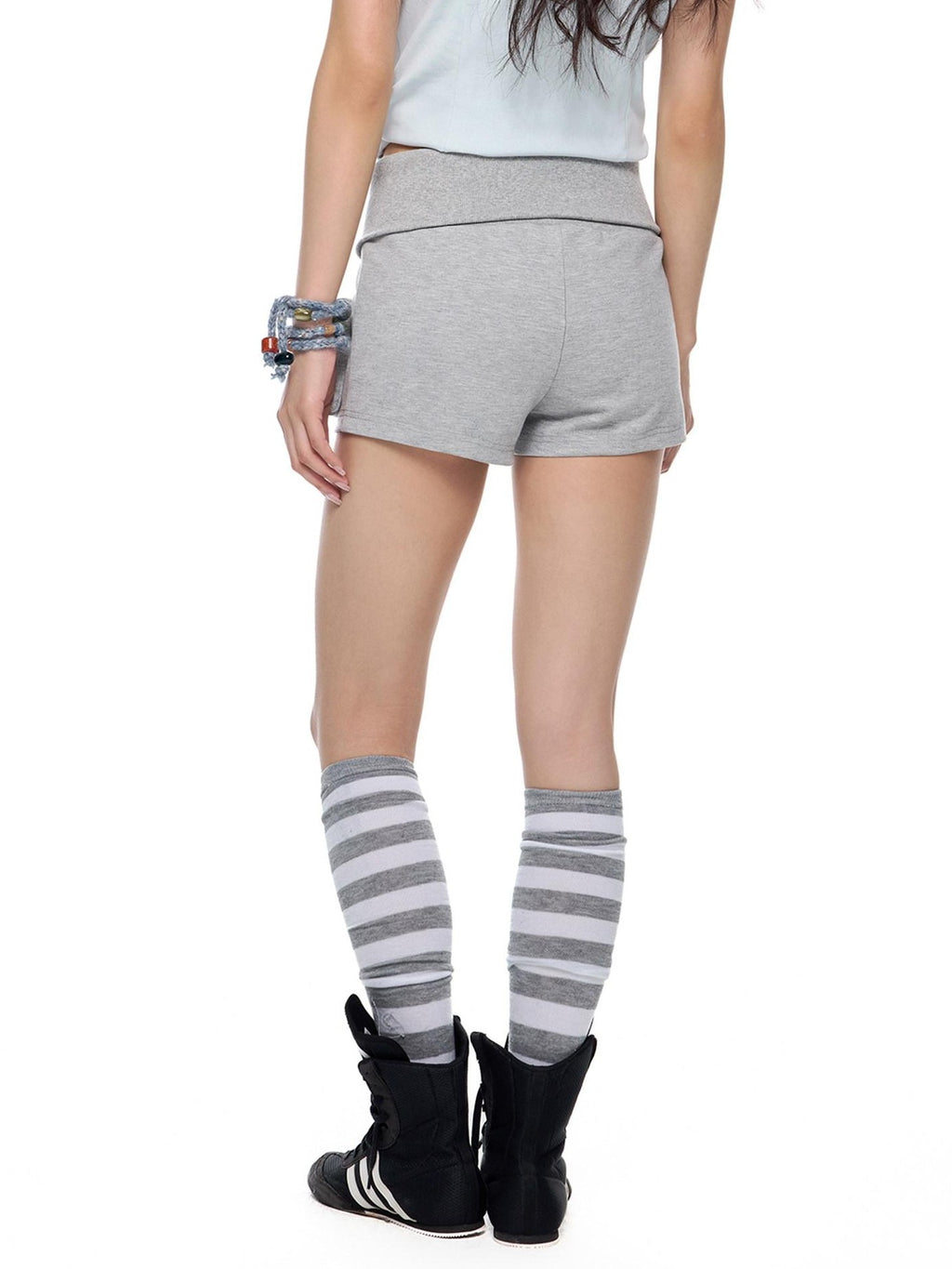 EZEK Heather Gray Pockets Low Rise Elastic Waist Slim Women's Cotton Athletic Shorts