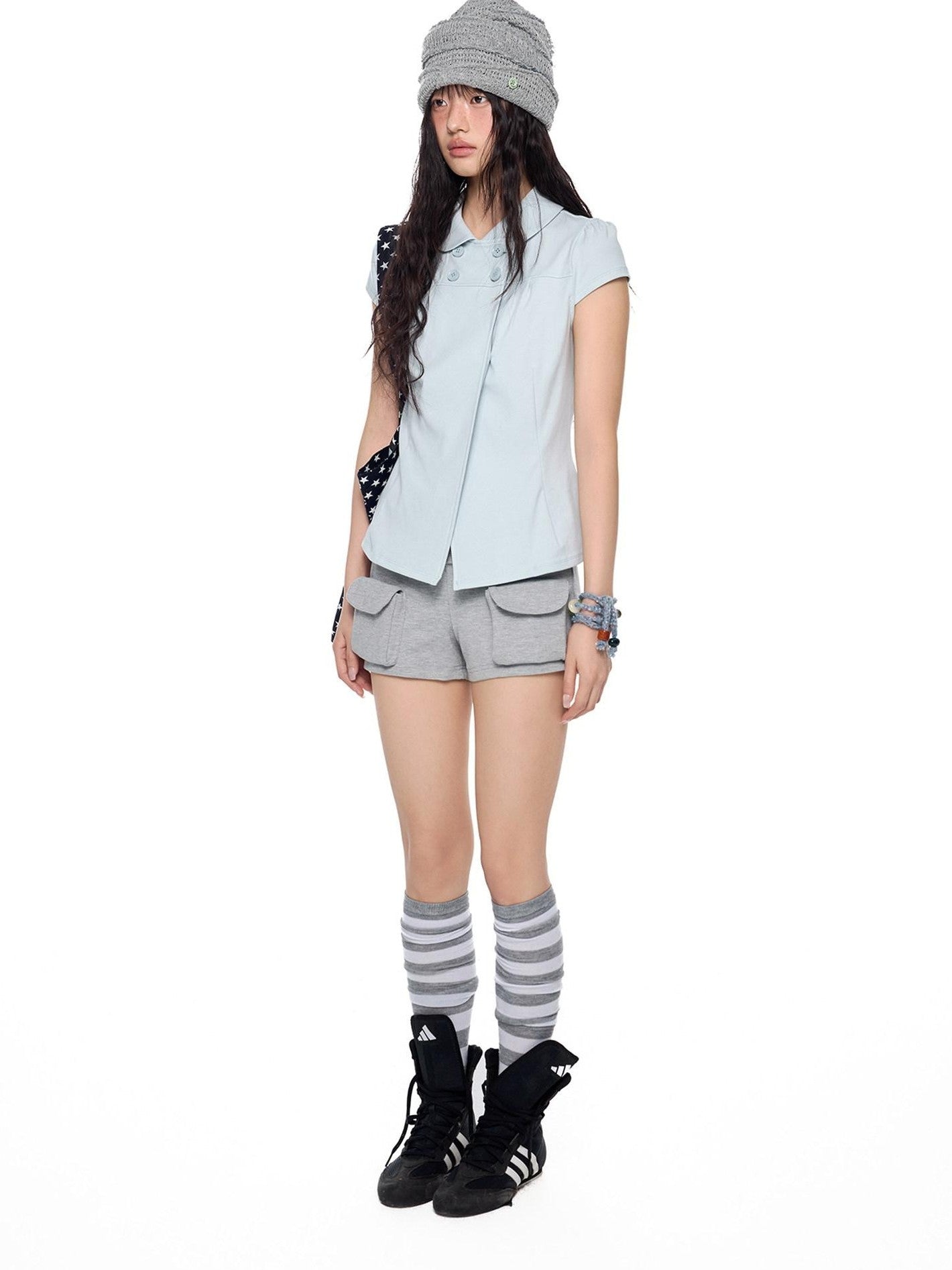 EZEK Heather Gray Pockets Low Rise Elastic Waist Slim Women's Cotton Athletic Shorts