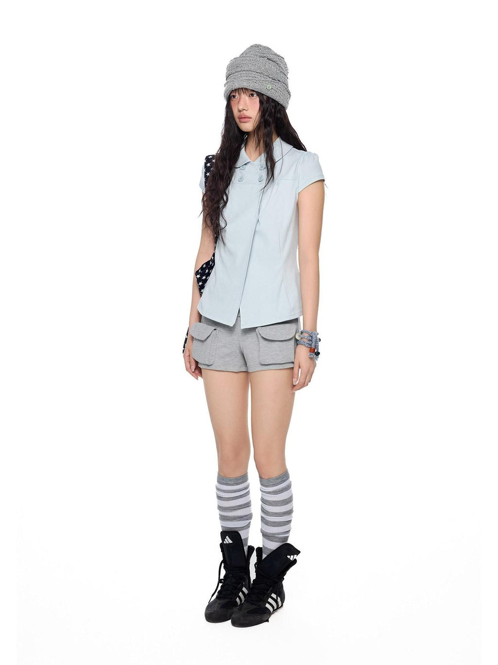EZEK Heather Gray Pockets Low Rise Elastic Waist Slim Women's Cotton Athletic Shorts
