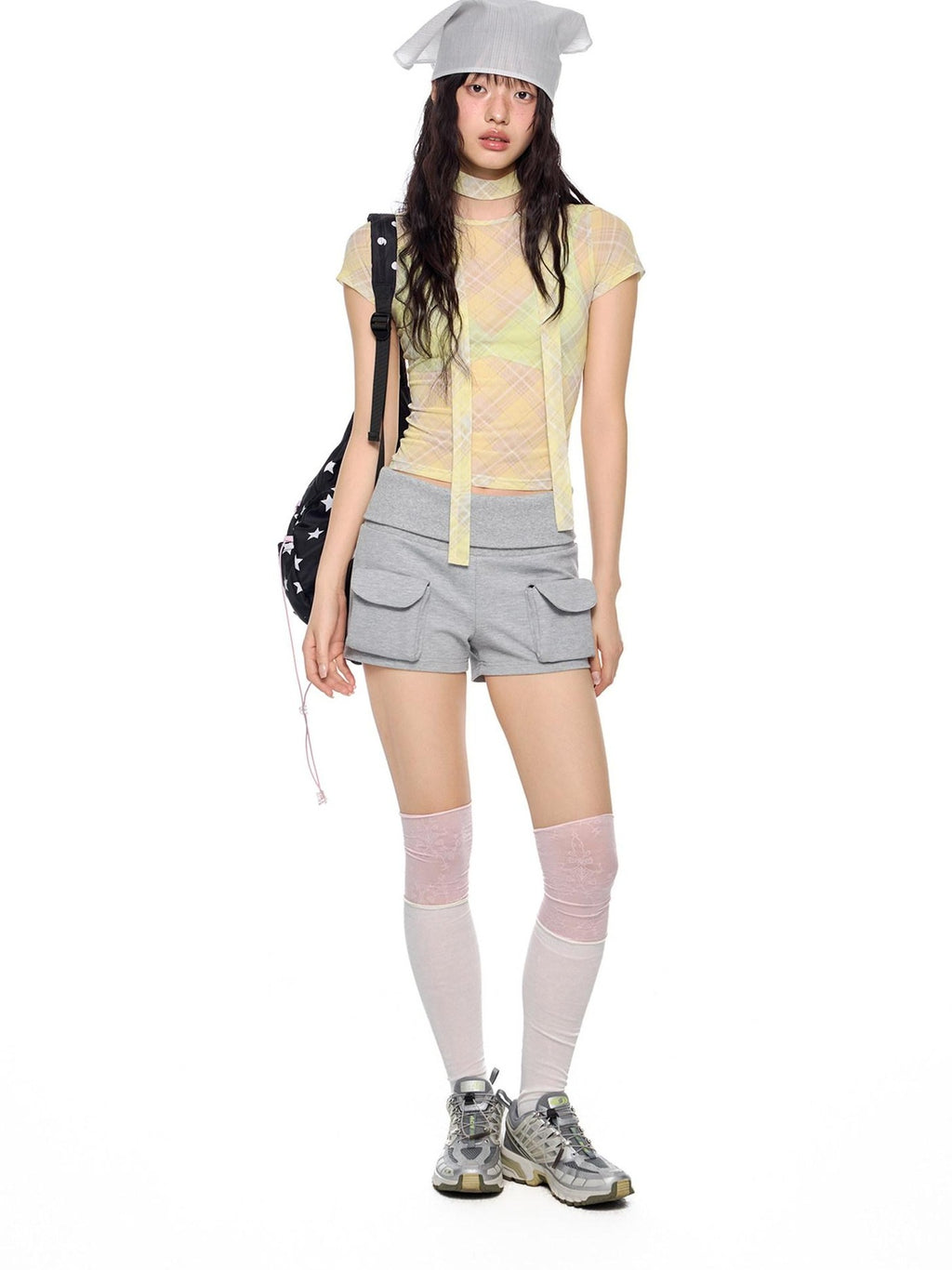 EZEK Heather Gray Pockets Low Rise Elastic Waist Slim Women's Cotton Athletic Shorts