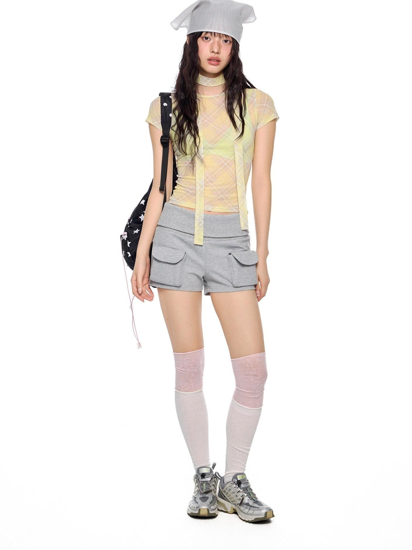 EZEK Heather Gray Pockets Low Rise Elastic Waist Slim Women's Cotton Athletic Shorts
