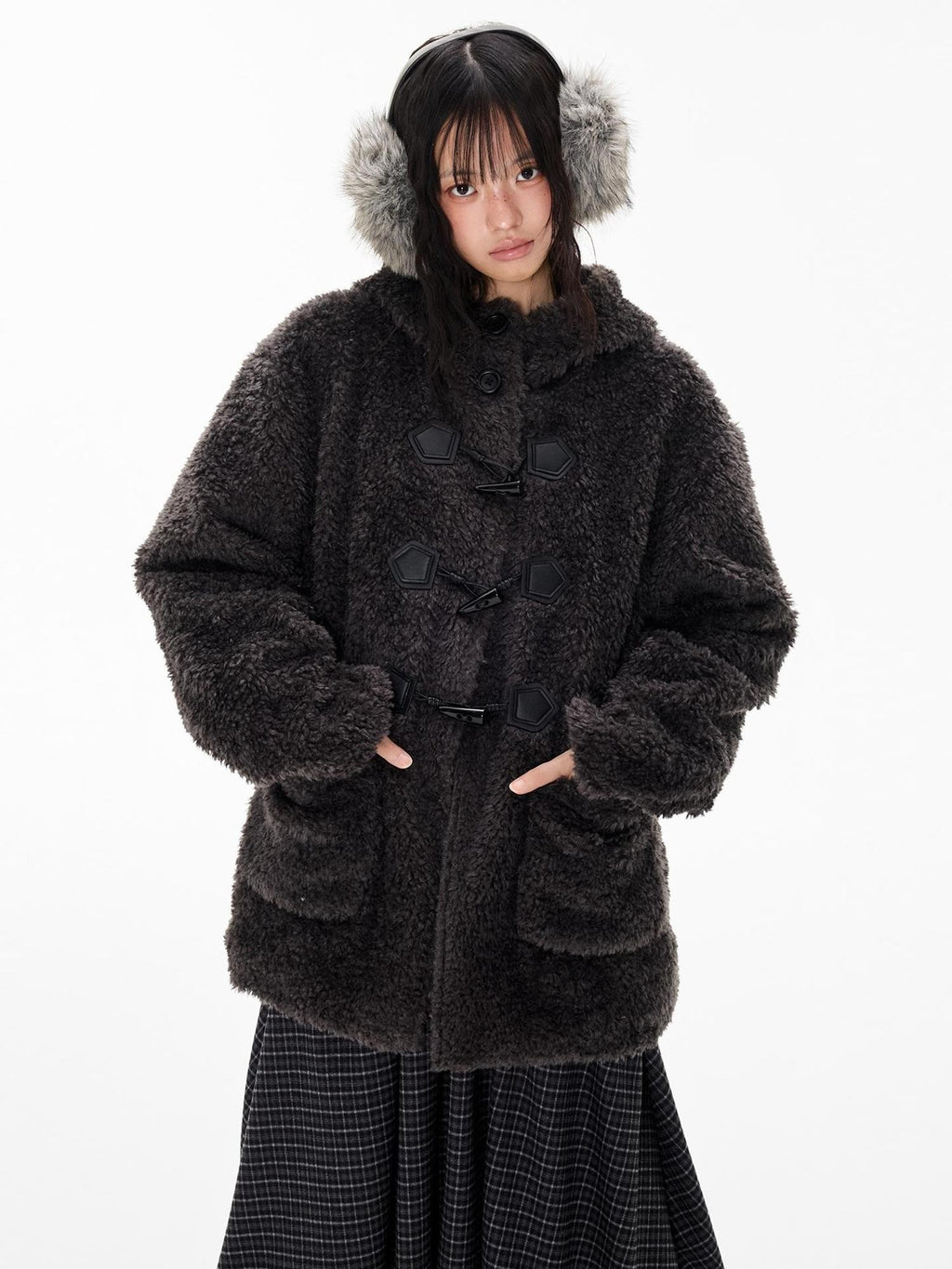 EZEK Hooded Horn Button Fleece Women's Polyester Fleece Jackets