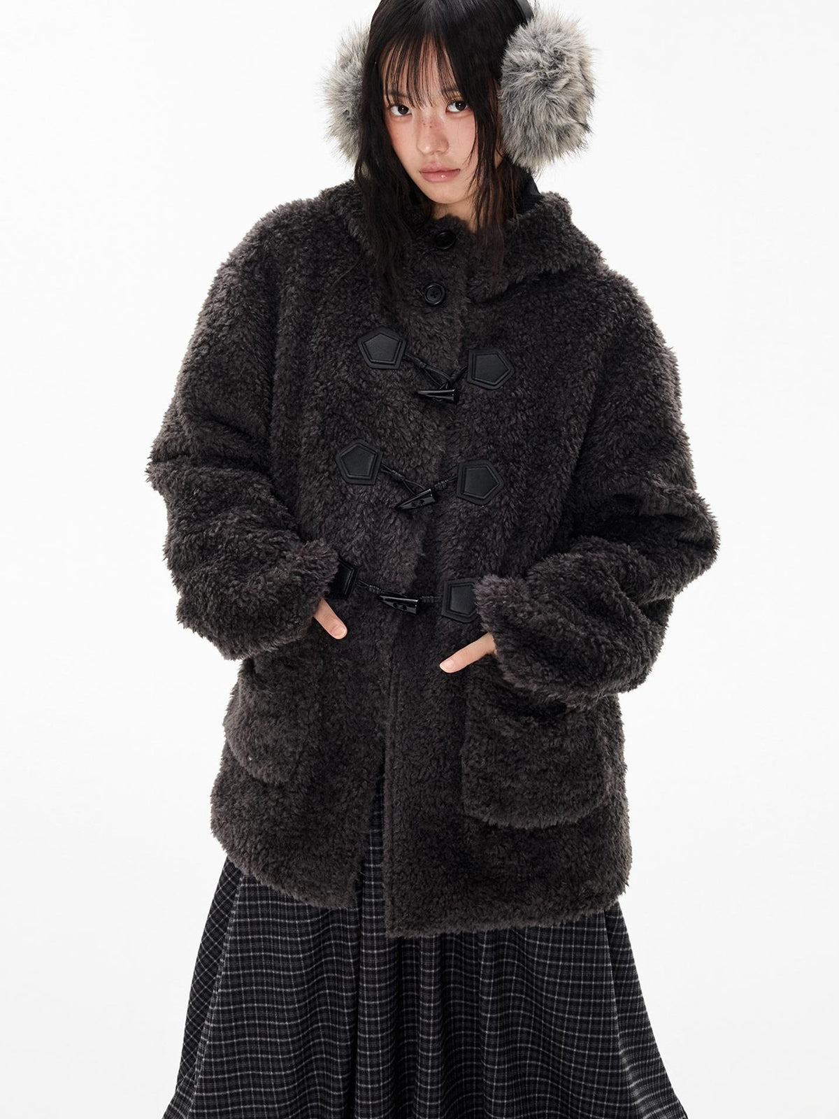 EZEK Hooded Horn Button Fleece Women's Polyester Fleece Jackets