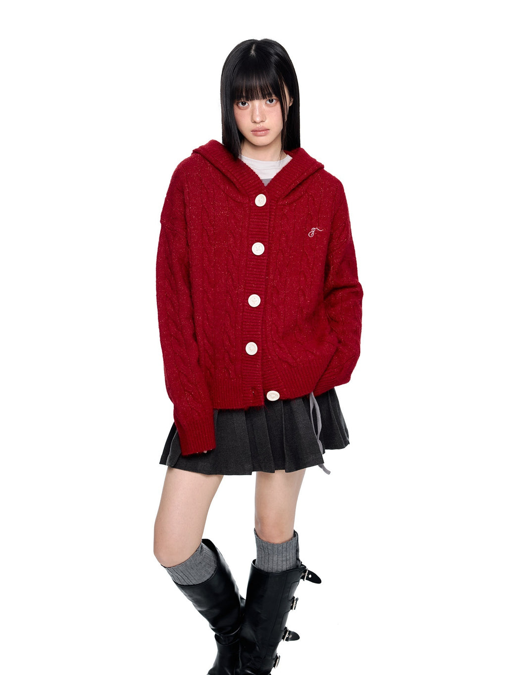 EZEK_Hooded_Twist_Flower_Embroidered_Women's_Polyester_Blend_Button-up_Cardigans_998243611177_MISSTT