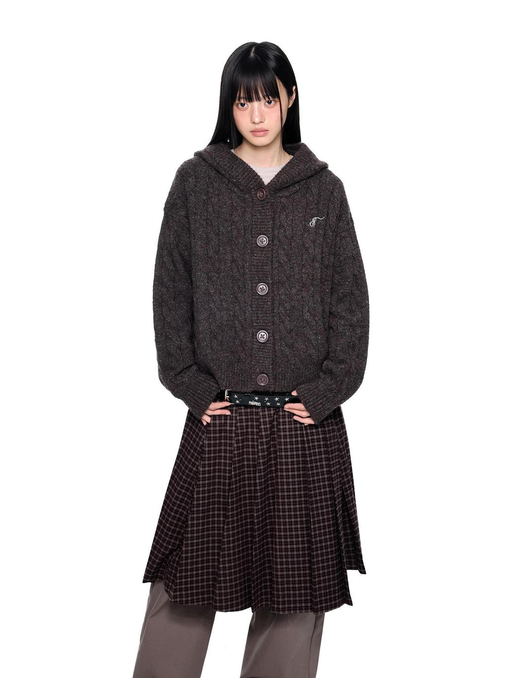 EZEK Hooded Twist Flower Embroidered Women's Polyester Blend Button-up Cardigans