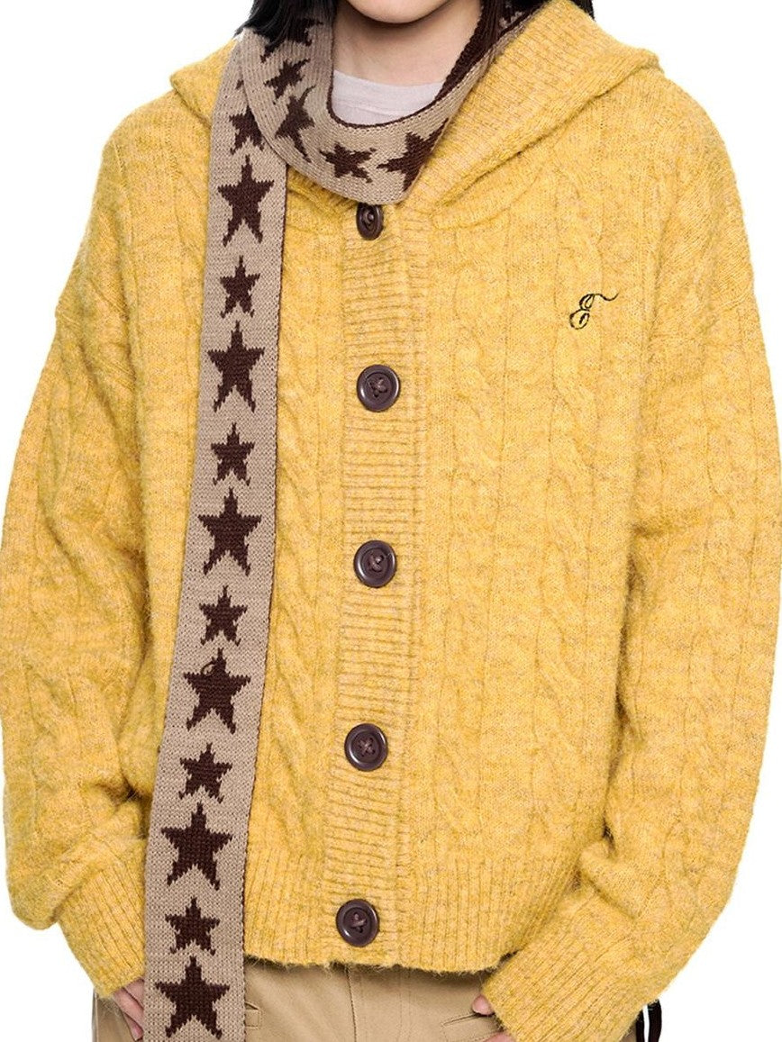 EZEK Hooded Twist Flower Embroidered Women's Polyester Blend Button-up Cardigans