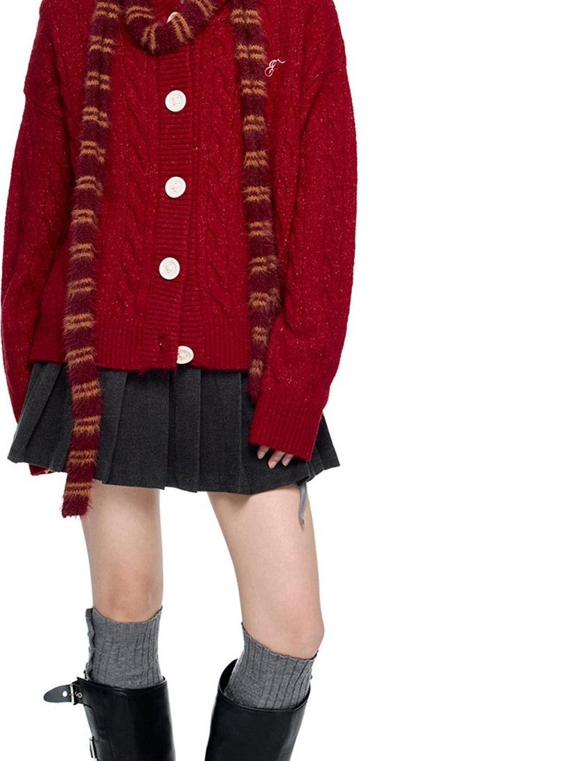 EZEK Hooded Twist Flower Embroidered Women's Polyester Blend Button-up Cardigans