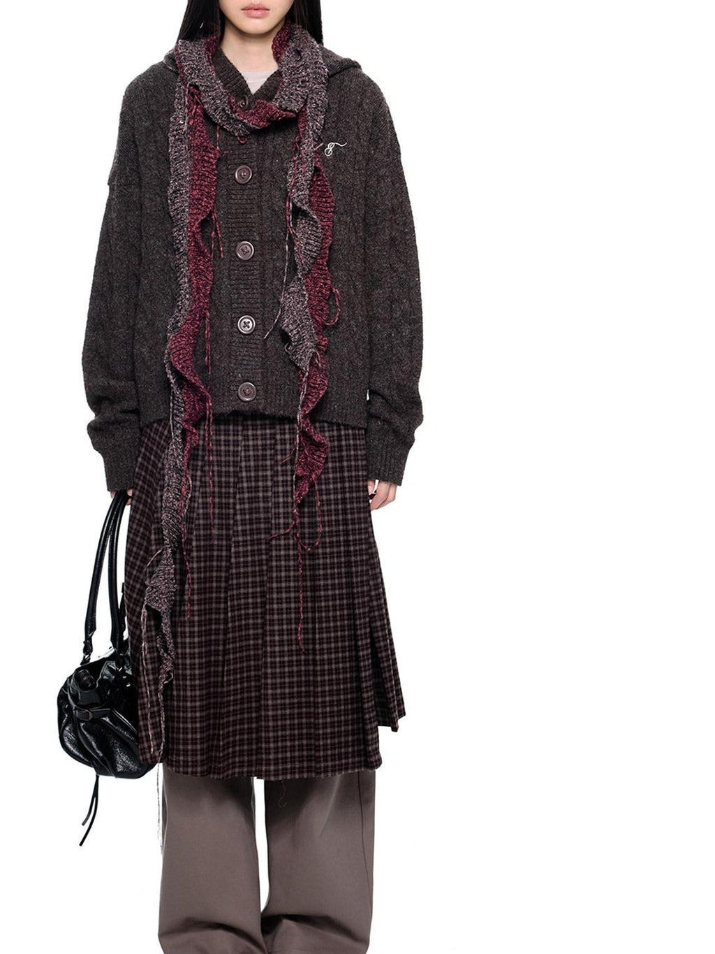 EZEK Hooded Twist Flower Embroidered Women's Polyester Blend Button-up Cardigans