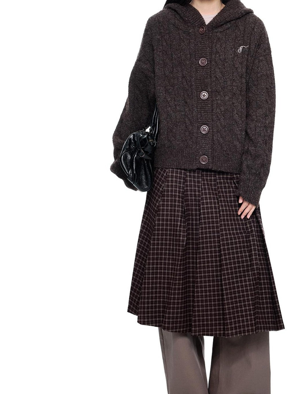EZEK Hooded Twist Flower Embroidered Women's Polyester Blend Button-up Cardigans