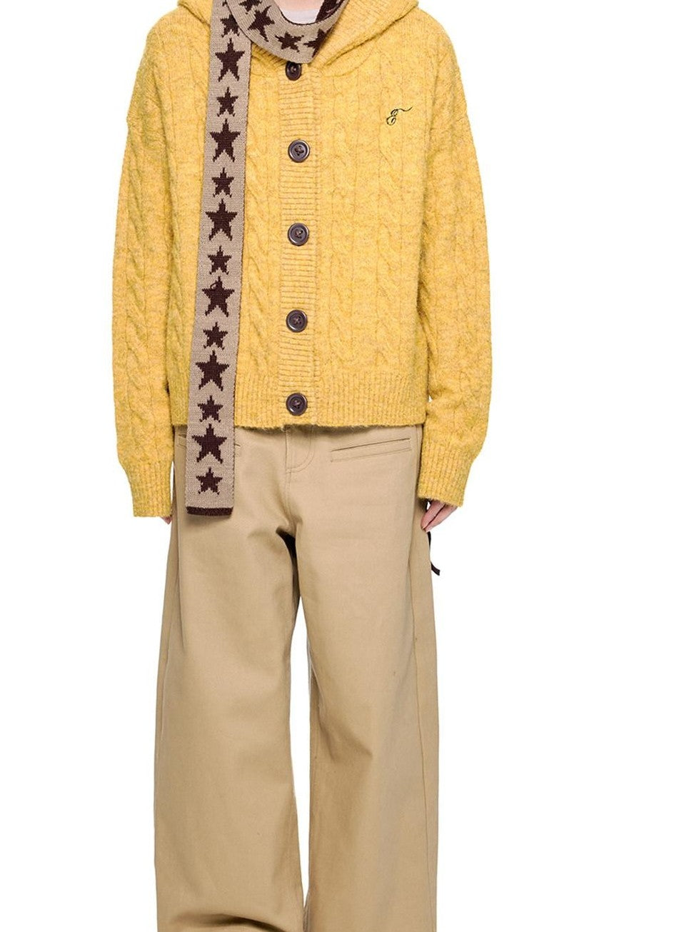 EZEK Hooded Twist Flower Embroidered Women's Polyester Blend Button-up Cardigans