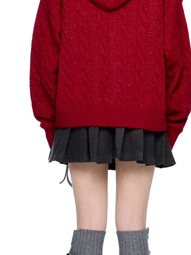EZEK Hooded Twist Flower Embroidered Women's Polyester Blend Button-up Cardigans