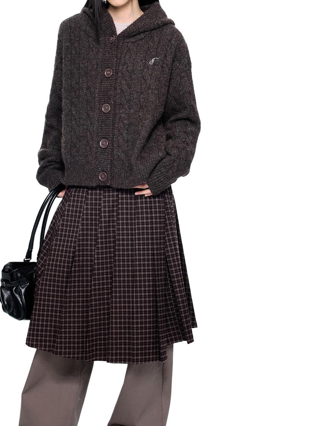 EZEK Hooded Twist Flower Embroidered Women's Polyester Blend Button-up Cardigans