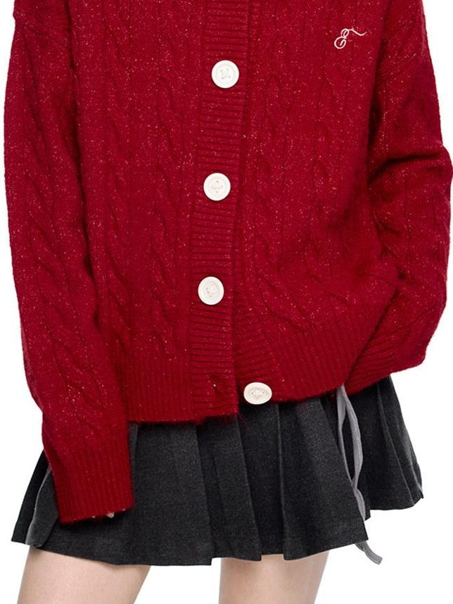 EZEK Hooded Twist Flower Embroidered Women's Polyester Blend Button-up Cardigans