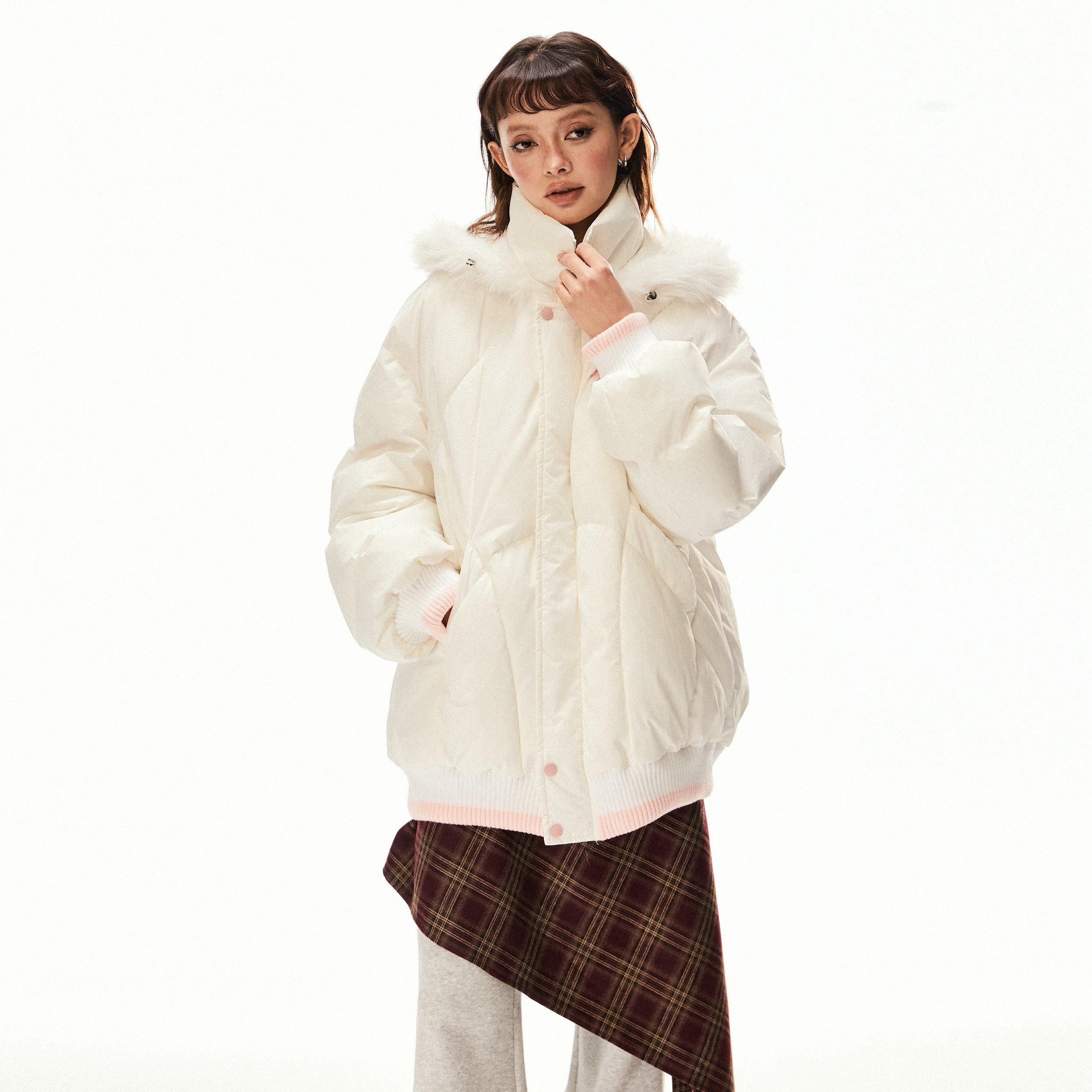 EZEK_Ivory_Fur_Collar_Hooded_Zipper_Loose_Fit_Petite_Women's_Cotton_Puffer_Jackets_851102579730_MISSTT