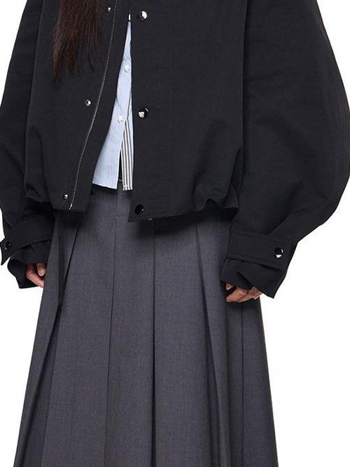 EZEK Khaki Patch Leather Lapel Embroidered Retro Women's Casual Jackets