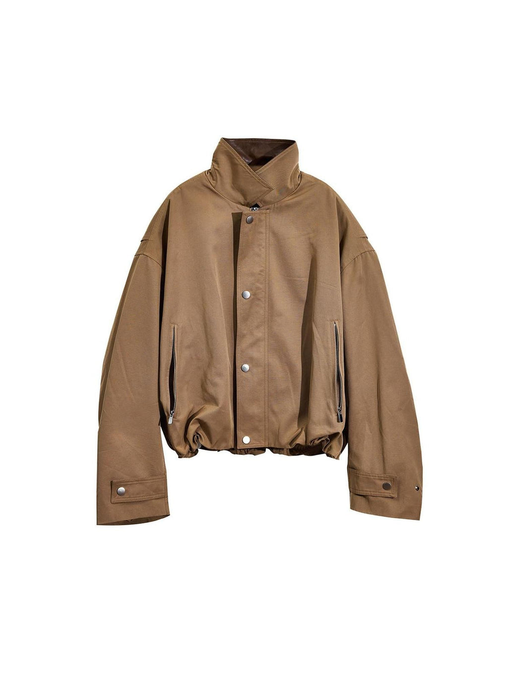 EZEK Khaki Patch Leather Lapel Embroidered Retro Women's Casual Jackets